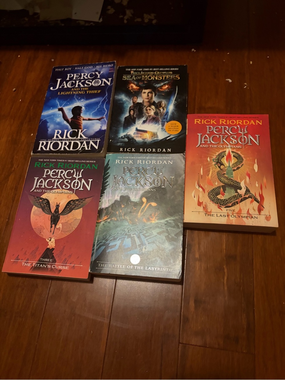 Percy Jackson Paperback Book Set by Rick Riordan - Blue, Red, Orange Covers